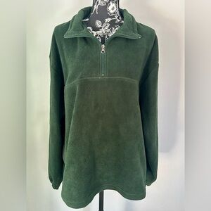 J.Crew warm, fuzzy green men’s zip neck top